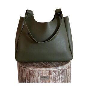 Neiman Marcus Green Vegan Leather Tote Bag